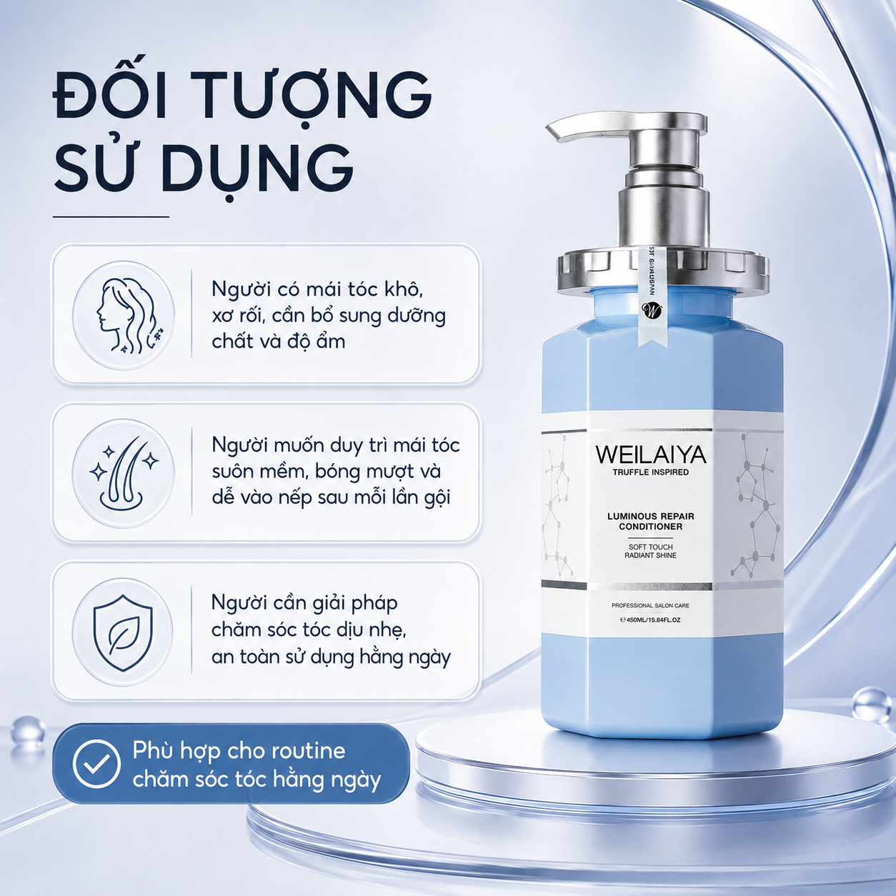 đối tượng sử dụng Dầu Xả Weilaiya Luminous Repair Conditioner