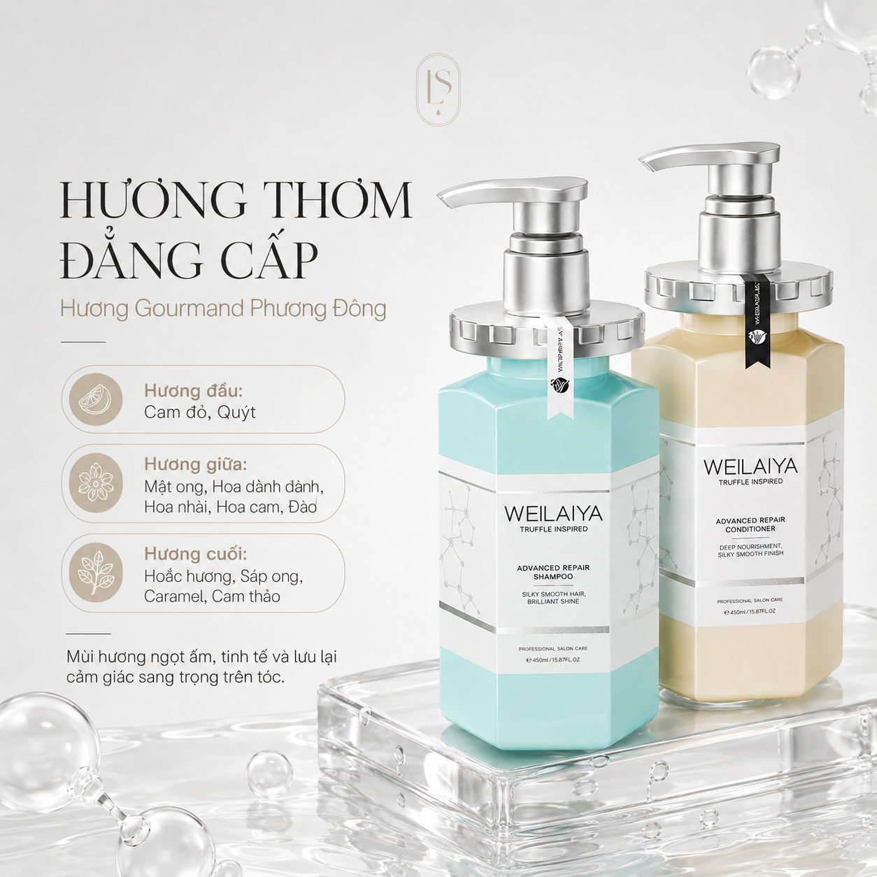 Hương thơm của Bộ gội xả WEILAIYA Advanced Repair