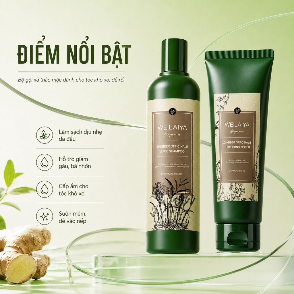 Bộ gội xả gừng lá trắc bách diệp Weilaiya