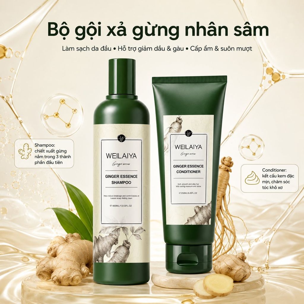Bộ gội xả gừng nhân sâm Weilaiya