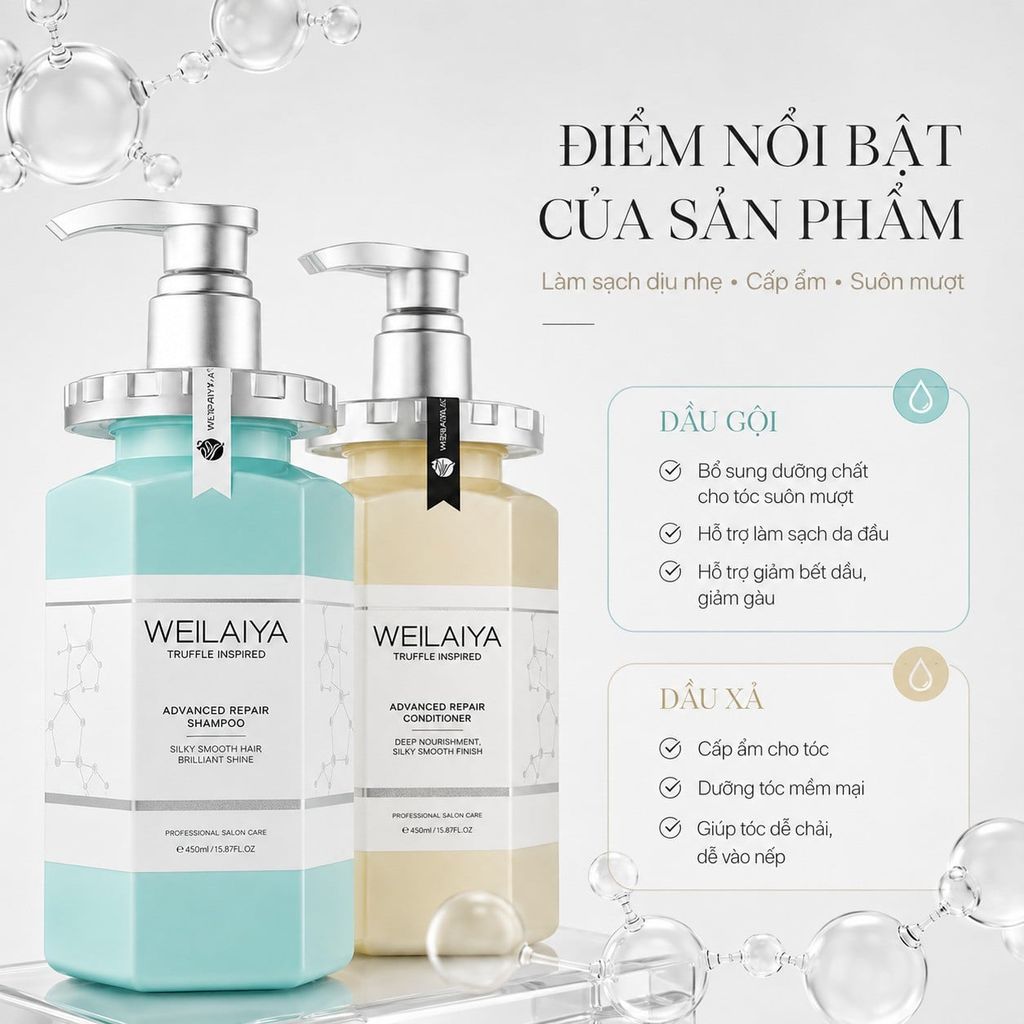 Điểm nổi bật của bộ gội xả Weilaiya Advanced Repair