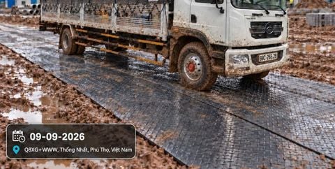 TẤM NHỰA HDPE LÓT SÀN, LÓT ĐƯỜNG SÌNH LÂY CHO CÔNG TRÌNH, CHỐNG LẦY CHỊU LỰC CAO CHO XE TẢI, XE CONTAINER