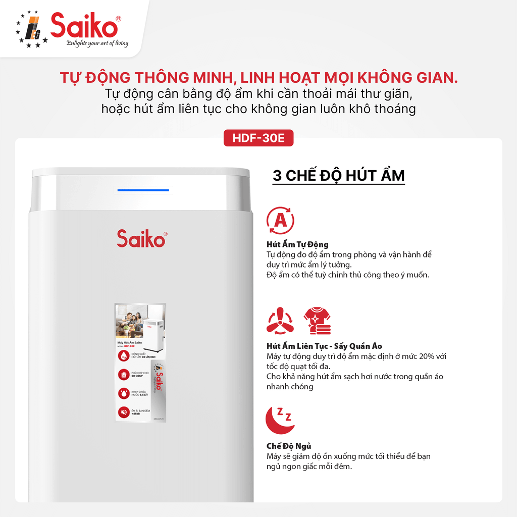 máy hút ẩm không khí Saiko HDF-30E (30L)