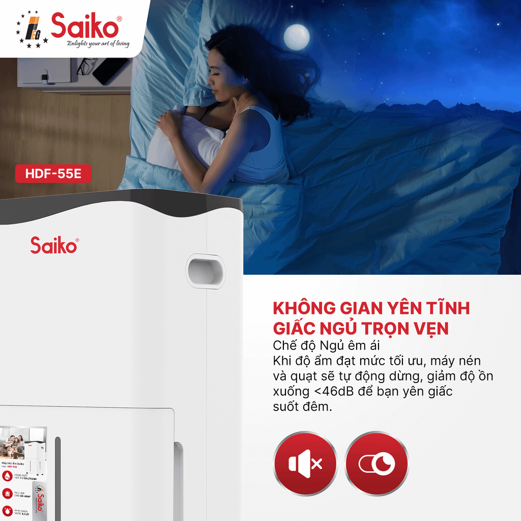 máy hút ẩm không khí Saiko HDF-55E