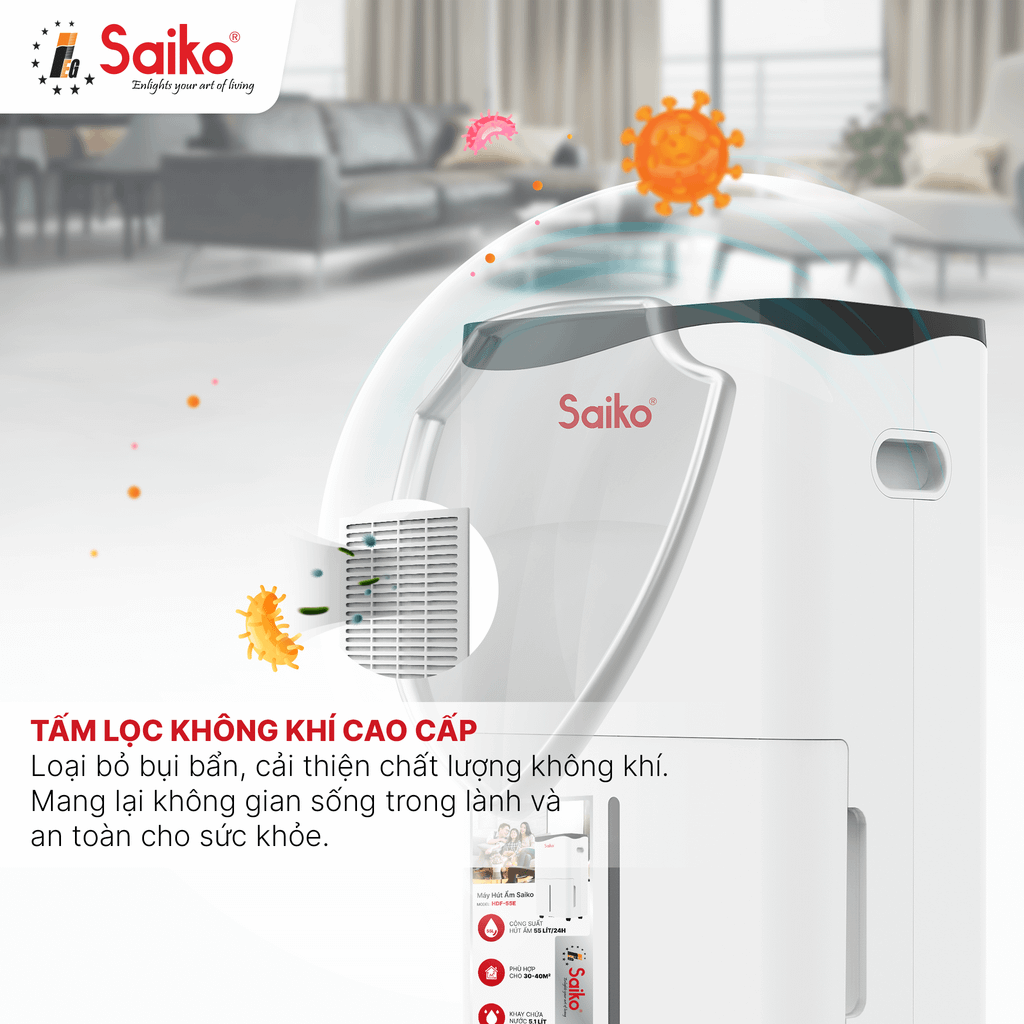 máy hút ẩm không khí Saiko HDF-55E