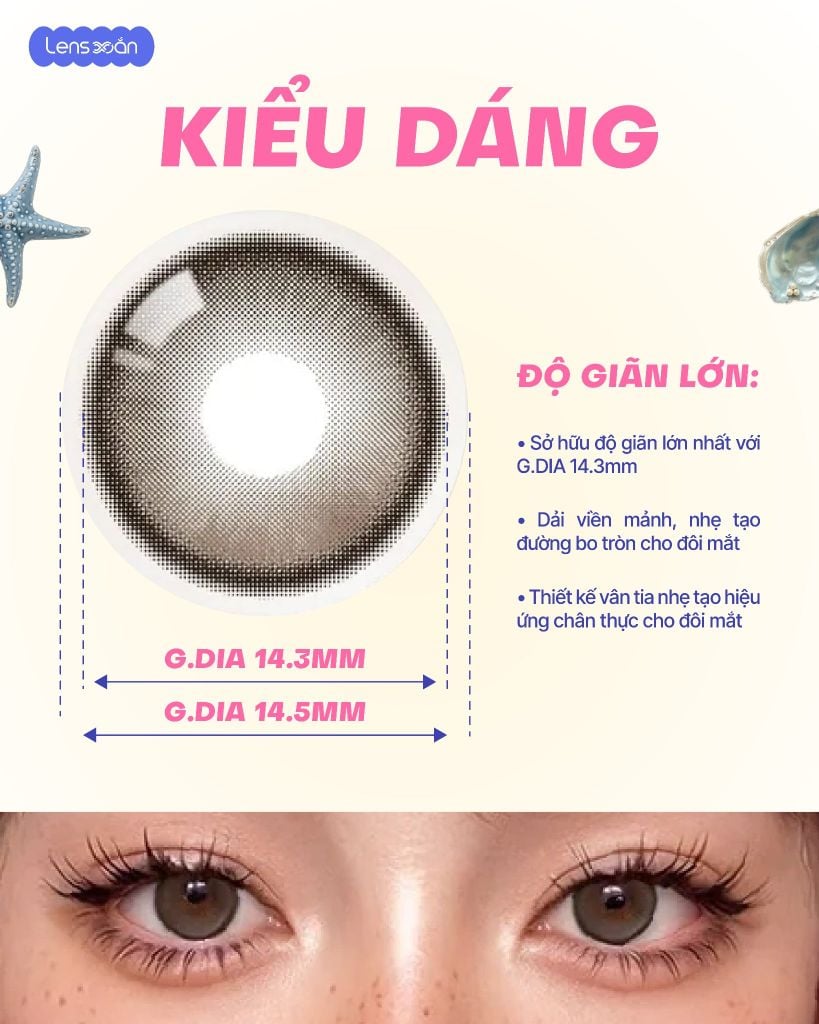 Toffee Choco OLOLA G.DIA 14.3mm màu nâu creamy Big Size chất liệu MPC chính hãng