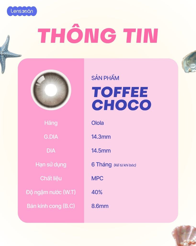 Toffee Choco OLOLA G.DIA 14.3mm màu nâu creamy Big Size chất liệu MPC chính hãng