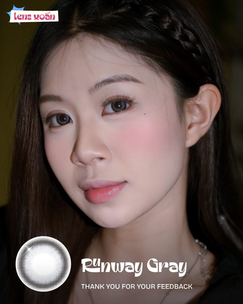 Ảnh feedback Runway Gray trên người đeo tóc nâu với makeup nhẹ