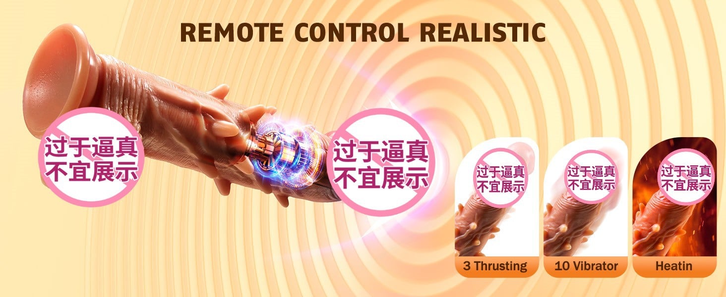 Dương vật giả Rung Thụt Nhiệt gai bi hít tường điều khiển Remote 9