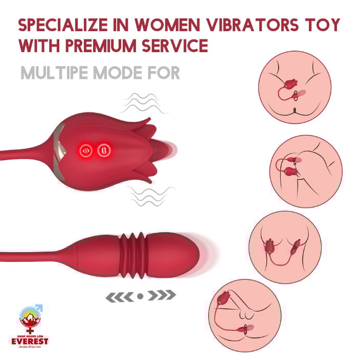 Trứng rung hoa hồng rung thụt kết hợp lưỡi liếm 7 chế độ massage điểm G 1