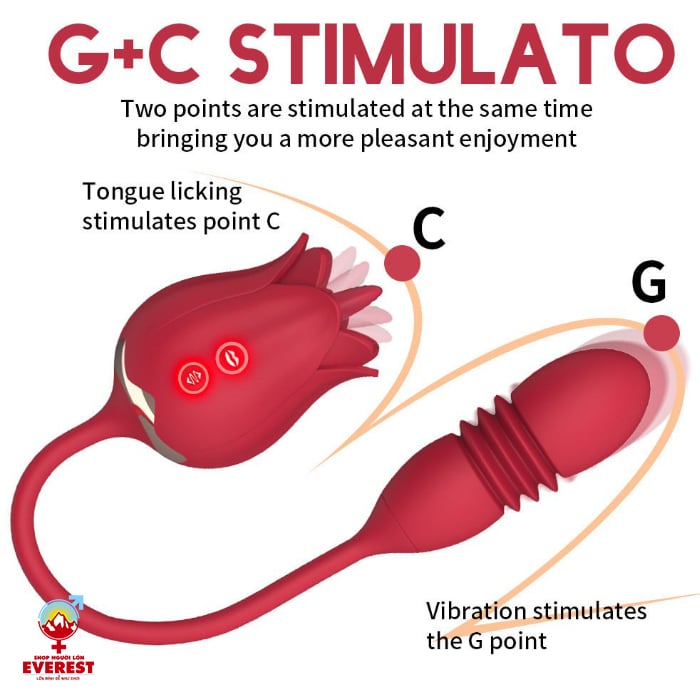 Trứng rung hoa hồng rung thụt kết hợp lưỡi liếm 7 chế độ massage điểm G 5