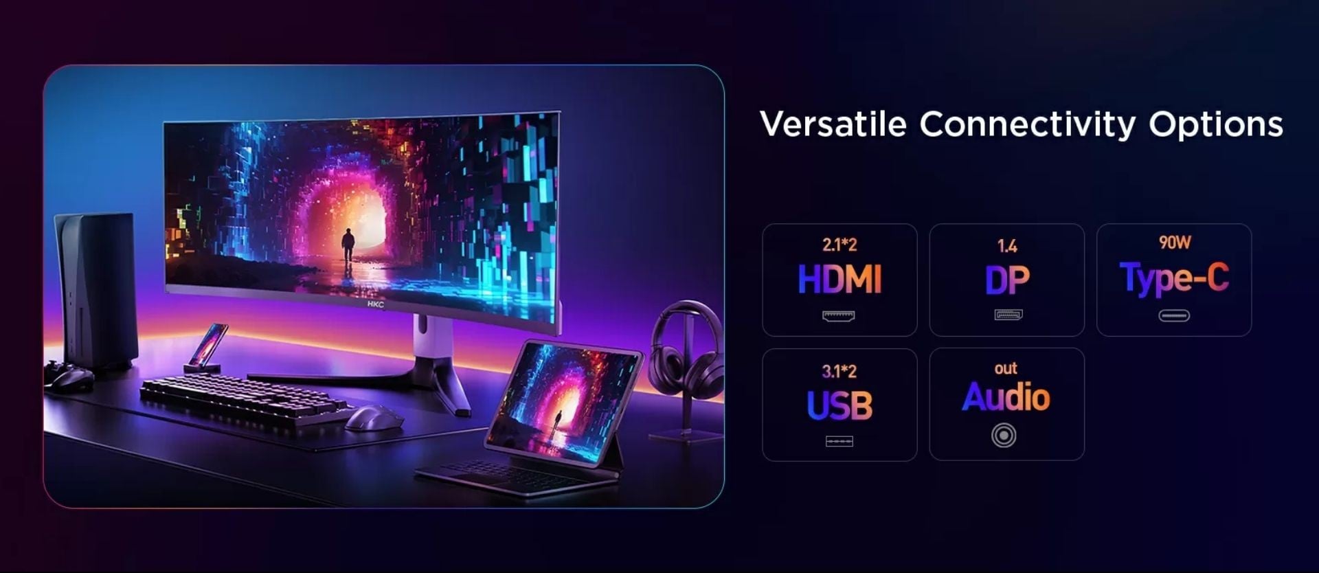 Màn hình gaming HKC GS49UK – cổng kết nối đa dạng