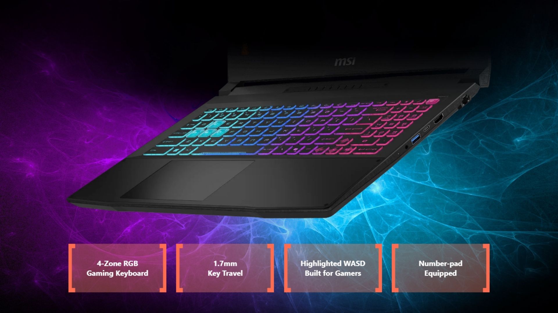 Laptop Gaming MSI Katana 15 HX B14WFK 267VN – bàn phím RGB 4 vùng