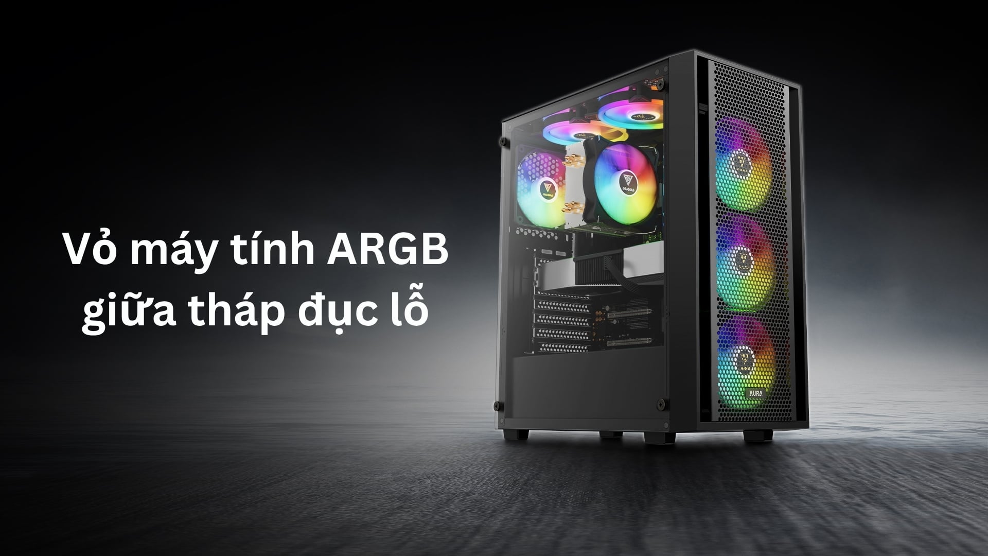 Thùng máy Gamdias Aura GC2 Elite ARGB F-ATX (Kèm Sẵn 4F ARGB) Đen