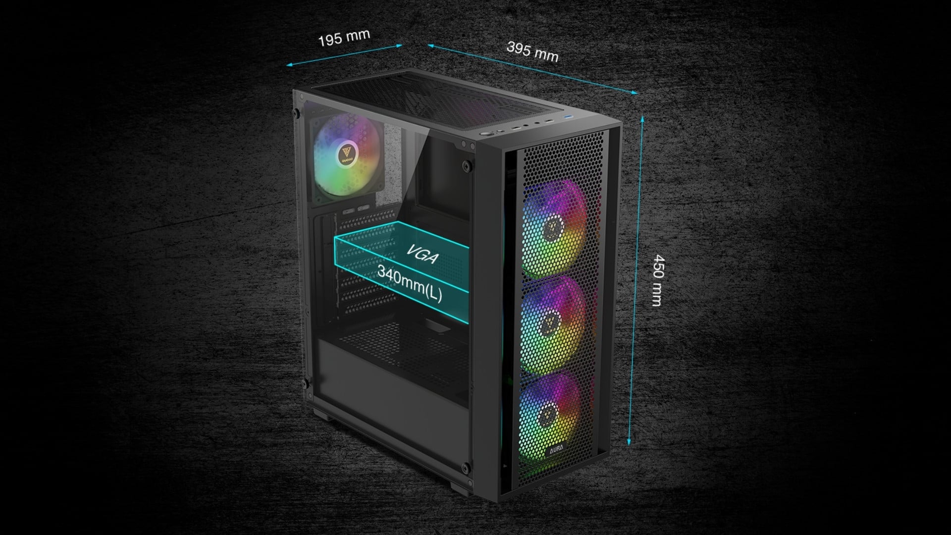 Thùng máy Gamdias Aura GC2 Elite ARGB F-ATX (Kèm Sẵn 4F ARGB) Đen - Thiết kế thân thiện, dễ bảo trì và quản lý cáp gọn gàng