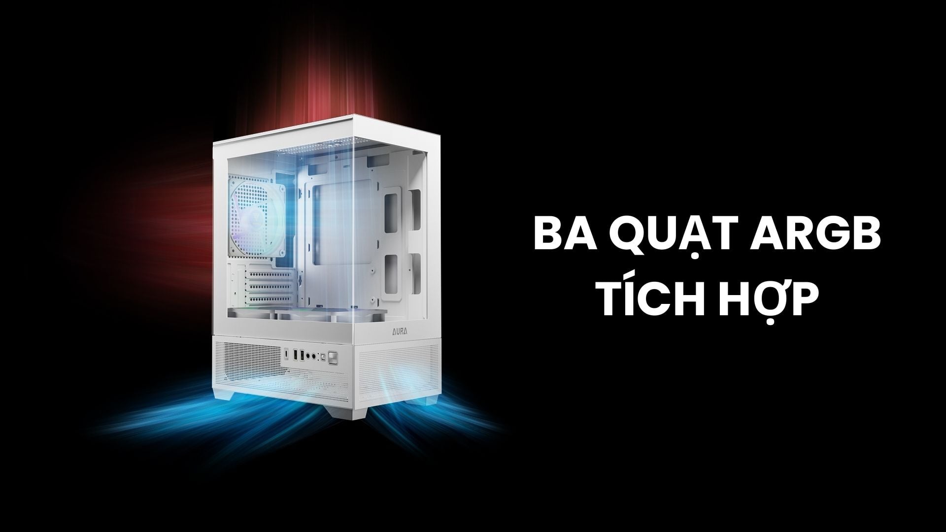 Thùng Máy Gamdias Aura GC9M Elite ARGB M-ATX White – Hệ thống 3 quạt ARGB tích hợp