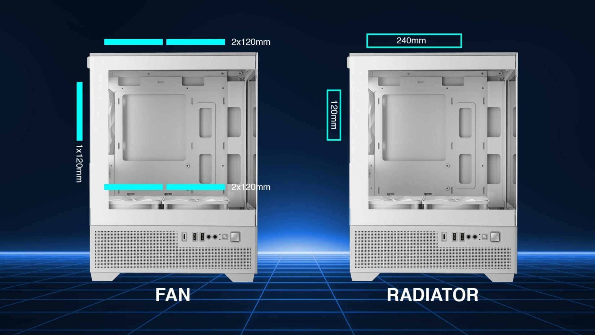 Thùng Máy Gamdias Aura GC9M Elite ARGB M-ATX White – Hỗ trợ tản nhiệt mạnh mẽ