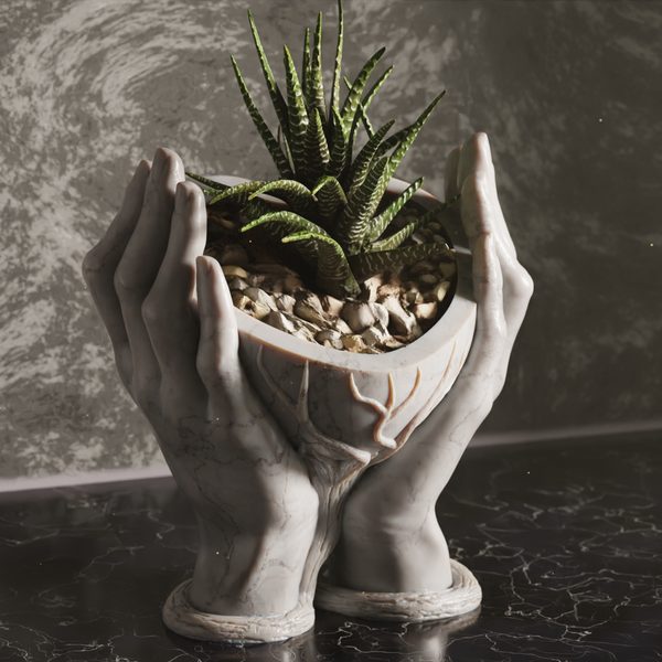 10 Mẫu Chậu Cây Decor Nội Thất Được In 3D Nhiều Nhất 2026 Bình hoa in 3D hình bàn tay trái tim Heart Hands Vase MakerWorld