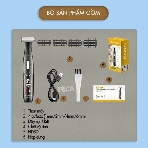 Máy cạo lông toàn thân KM-1903 chống nước