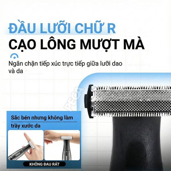 Máy cạo lông toàn thân KM-1903 đầu lưỡi chữ R cạo lông mượt mà