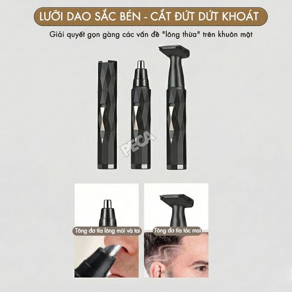 Máy tỉa lông mũi đa năng 6673, 2 đầu thay thế