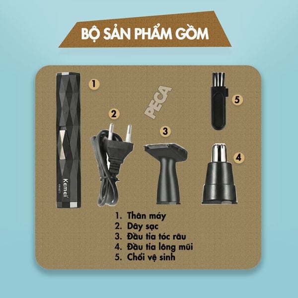 Máy tỉa lông mũi đa năng 6673, 2 đầu thay thế