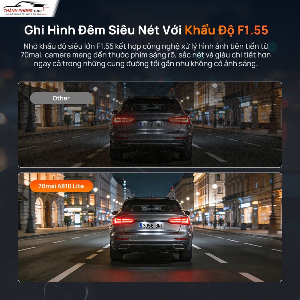 ghi hình đêm siêu nét của 70mai A810 Lite