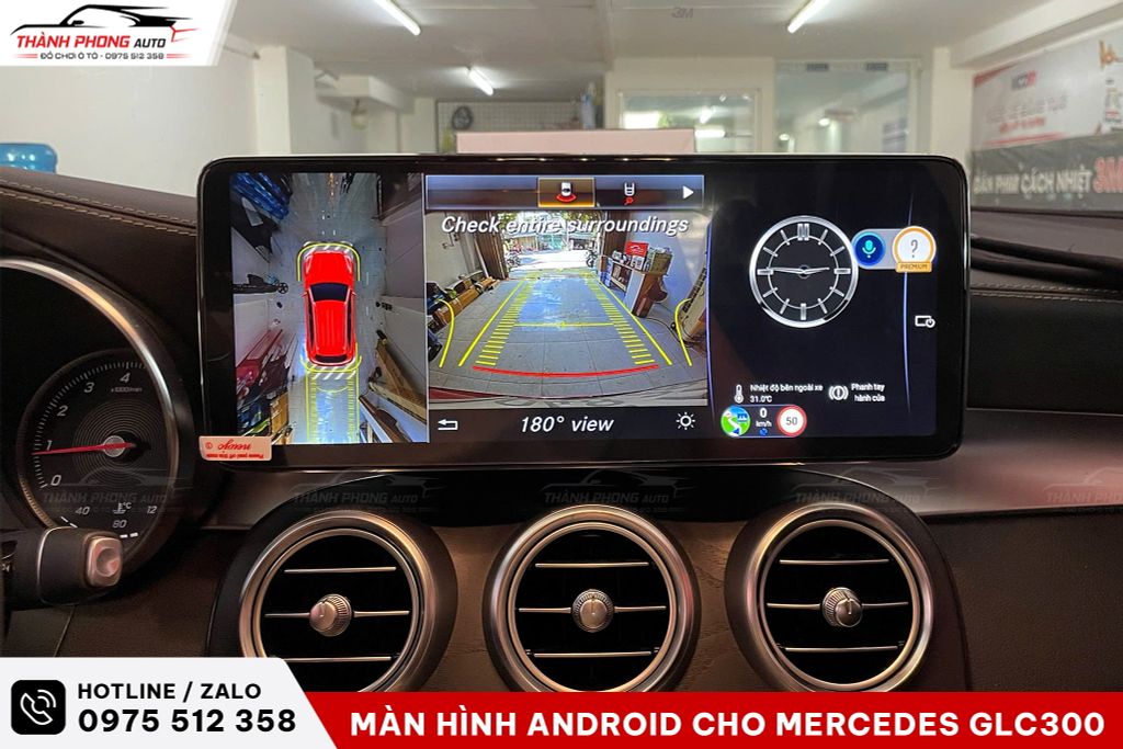 lắp màn hình android cho xe mercedes glc300
