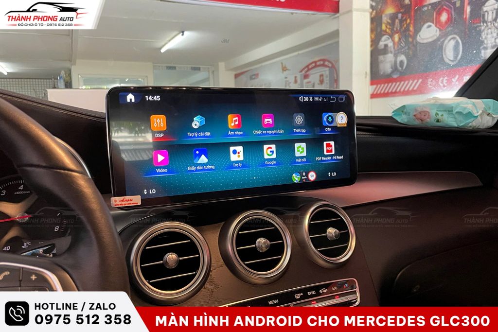 lắp màn hình android cho xe mercedes glc300