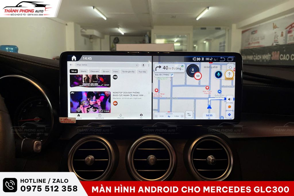lắp màn hình android cho xe mercedes glc300
