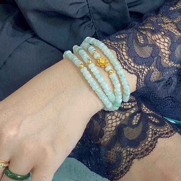 Chuỗi Ngọc Hoa Bay Mix Hoa Sen Xi Vàng