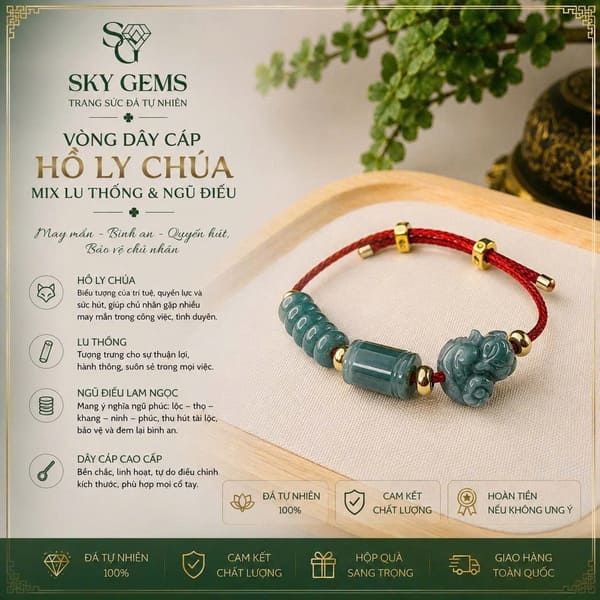 Vòng Dây Cáp Hồ Ly Chúa Ngọc Jadeite A
