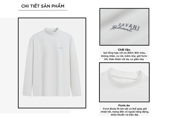 Áo giữ nhiệt nam cổ cao logo ngực