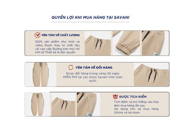 Quần khaki gấu bo bé trai dây luồn