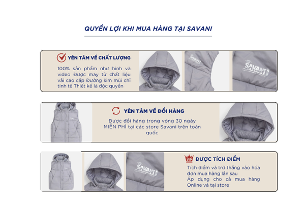 Áo gile phao trẻ em có mũ hình in trước ngực