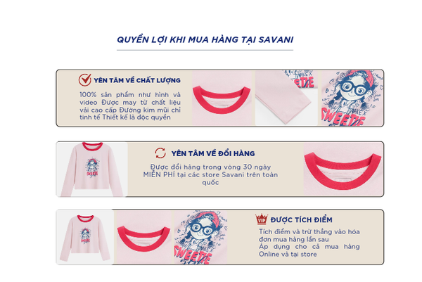 Áo thun dài tay cổ tròn bé gái hình in trước ngực