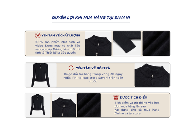 Áo len nữ cổ cao khoét chân cổ đính cúc