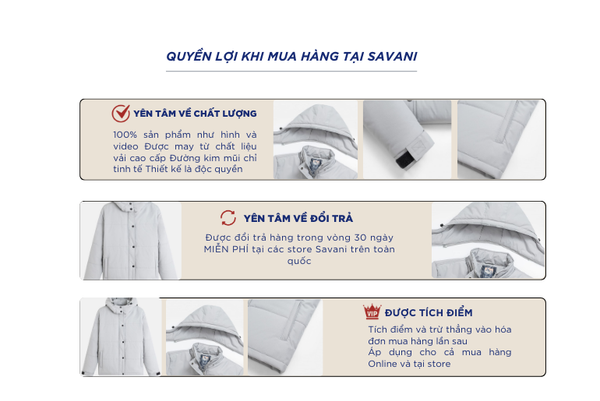 Áo chần bông nam gấu tay dán nhám