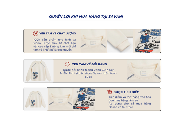 Áo nỉ cổ tròn bé trai hình in trước ngực