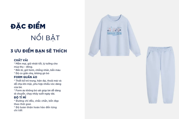 Bộ nỉ cổ tròn bé gái hình in trước ngực