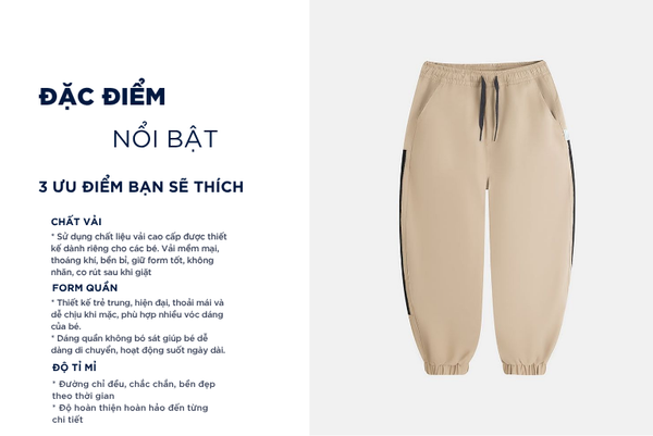 Quần khaki gấu bo bé trai dây luồn