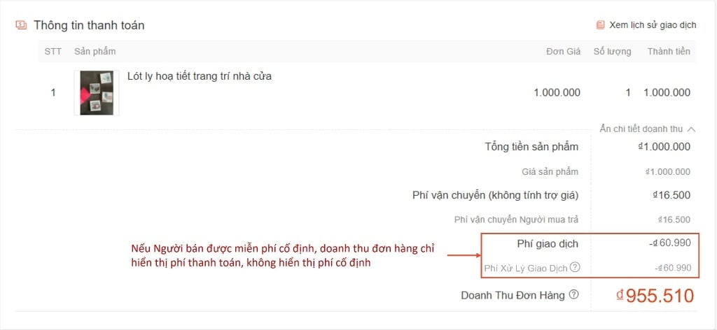 Phí xử lý giao dịch là một loại phí sàn Shopee 2026 cố định