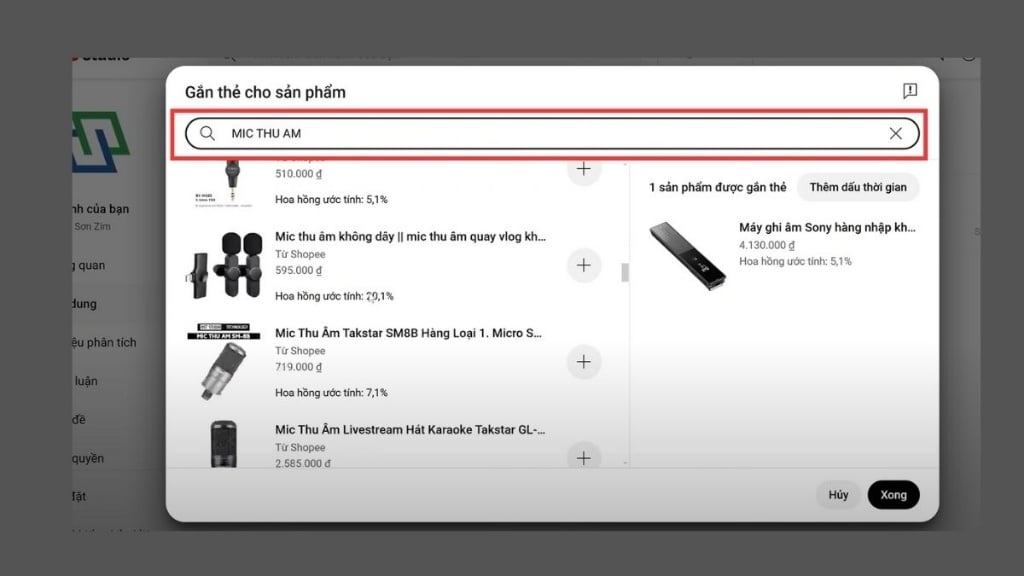 Tìm sản phẩm và tiến hành cách gắn link Shopee vào Youtube Video