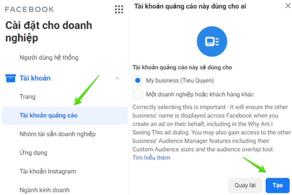 Cách tạo tài khoản quảng cáo Facebook Business trên Meta