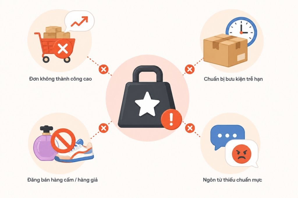 Các trường hợp dính điểm phạt Shopee