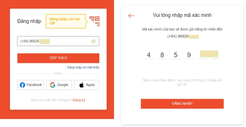Nhập mã OTP gửi về điện thoại để hoàn tất đăng ký tài khoản