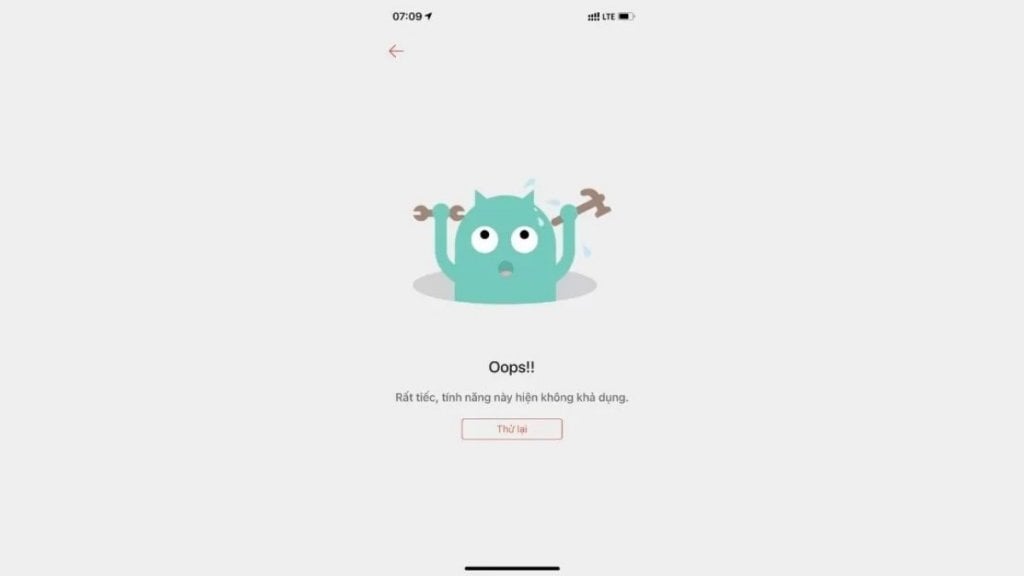 Lỗi Oops khi mở ứng dụng Shopee