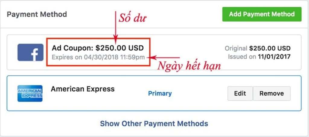 Nhận mã tín dụng quảng cáo Facebook từ chương trình khuyến mãi