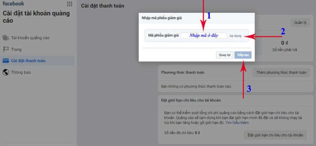 Mã tín dụng quảng cáo Facebook 16 ký tự