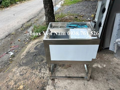 Thùng đá inox giữ lạnh khay topping – Giữ lạnh lâu, sạch sẽ, tiện lợi cho quán của bạn